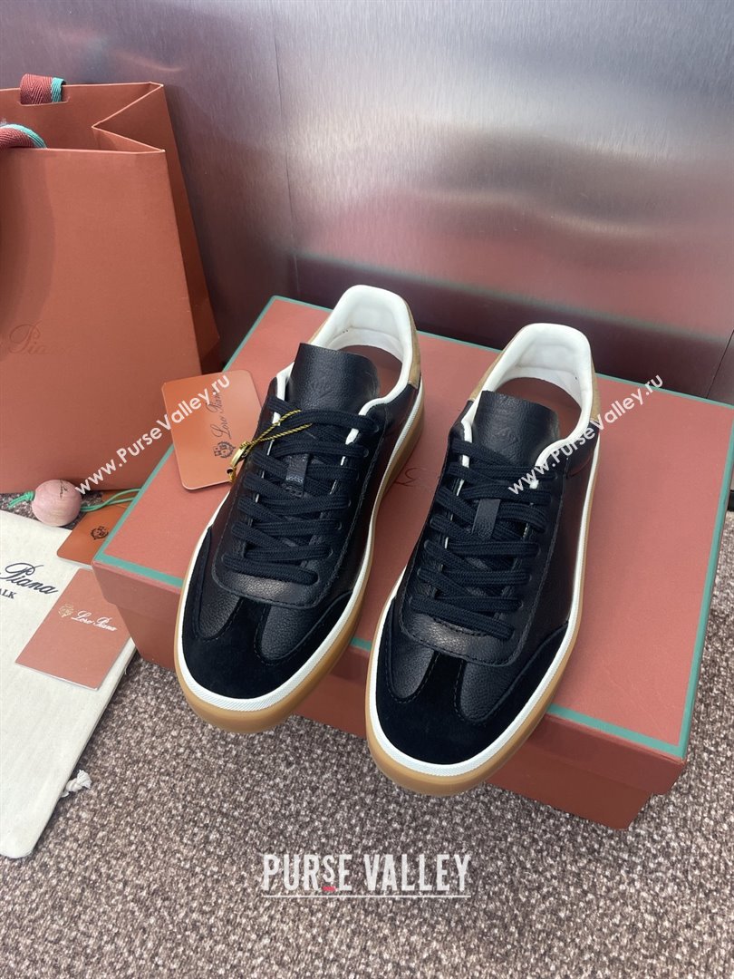 Loro Piana Tennis Walk Sneaker in Calfskin Suede Black 2025 (SS-25080811)