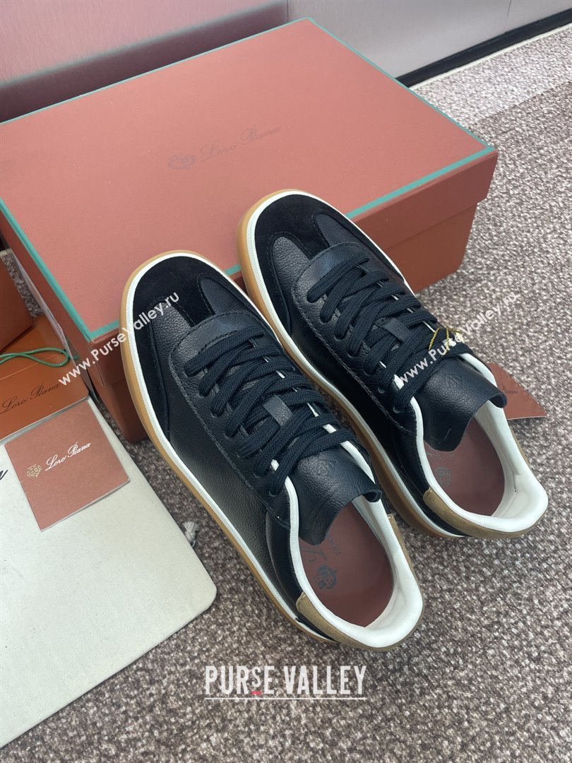 Loro Piana Tennis Walk Sneaker in Calfskin Suede Black 2025 (SS-25080811)