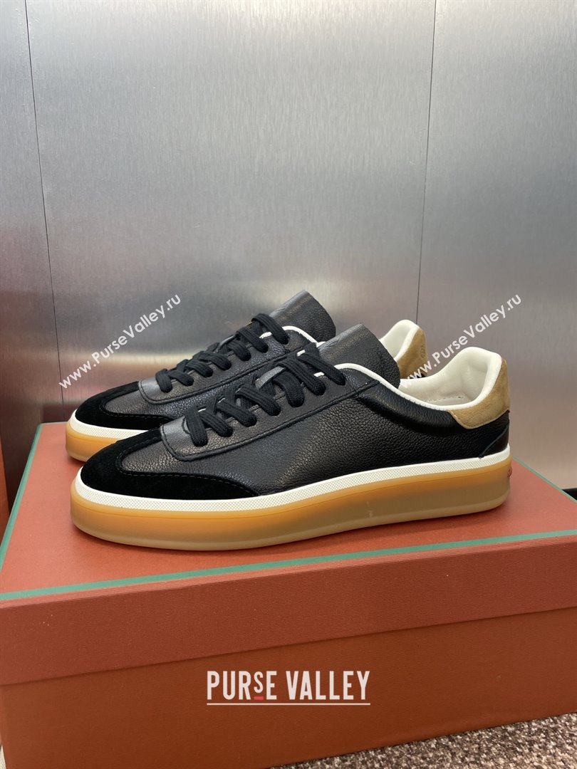 Loro Piana Tennis Walk Sneaker in Calfskin Suede Black 2025 (SS-25080811)