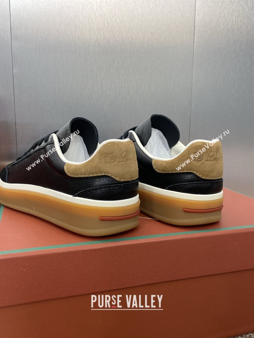 Loro Piana Tennis Walk Sneaker in Calfskin Suede Black 2025 (SS-25080811)