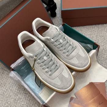Loro Piana Tennis Walk Sneaker in Suede Linen Light Grey 2025 (SS-25080813)