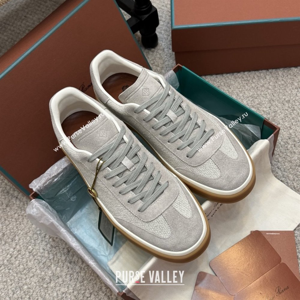 Loro Piana Tennis Walk Sneaker in Suede Linen Light Grey 2025 (SS-25080813)