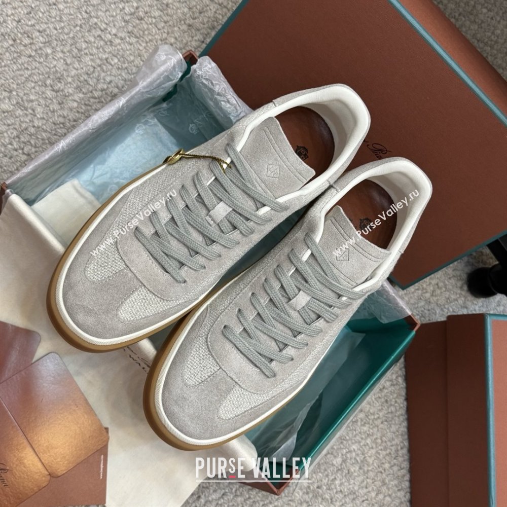 Loro Piana Tennis Walk Sneaker in Suede Linen Light Grey 2025 (SS-25080813)