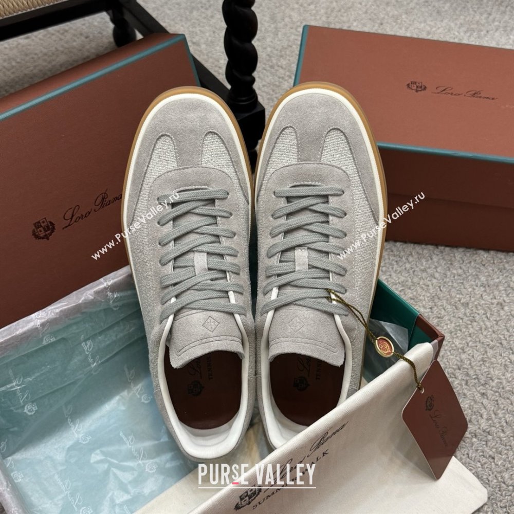 Loro Piana Tennis Walk Sneaker in Suede Linen Light Grey 2025 (SS-25080813)