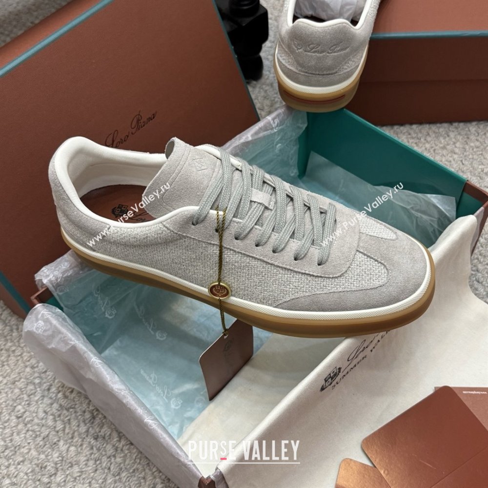 Loro Piana Tennis Walk Sneaker in Suede Linen Light Grey 2025 (SS-25080813)