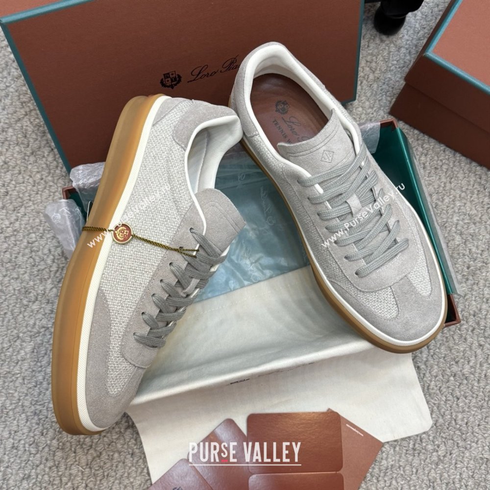 Loro Piana Tennis Walk Sneaker in Suede Linen Light Grey 2025 (SS-25080813)