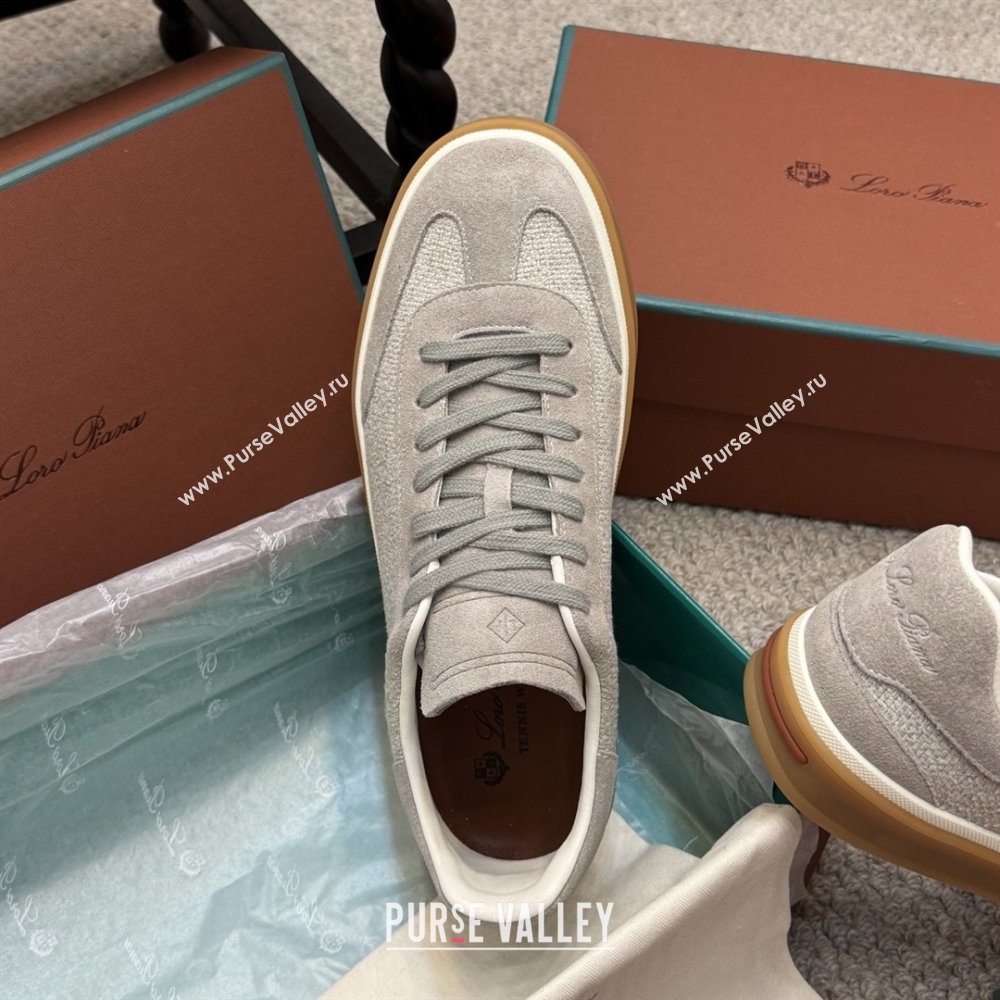 Loro Piana Tennis Walk Sneaker in Suede Linen Light Grey 2025 (SS-25080813)