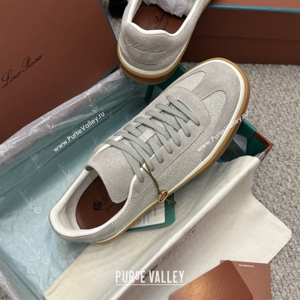 Loro Piana Tennis Walk Sneaker in Suede Linen Light Grey 2025 (SS-25080813)