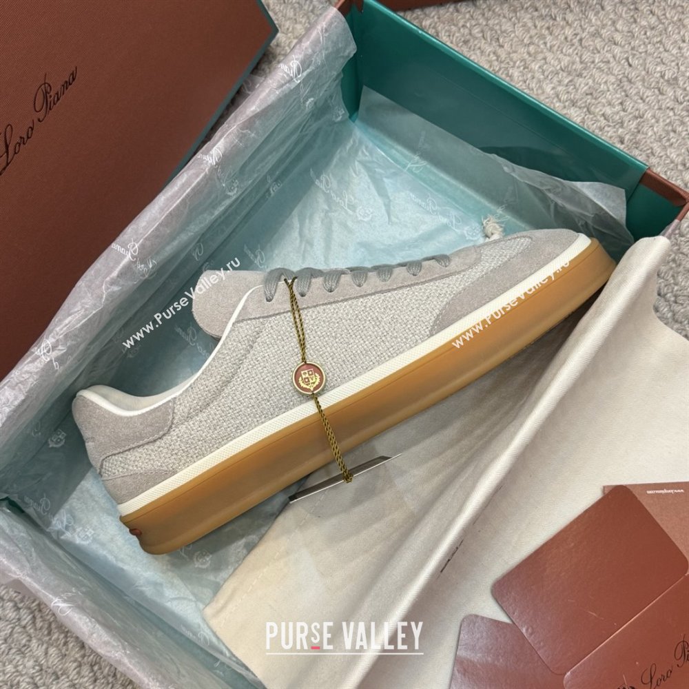 Loro Piana Tennis Walk Sneaker in Suede Linen Light Grey 2025 (SS-25080813)