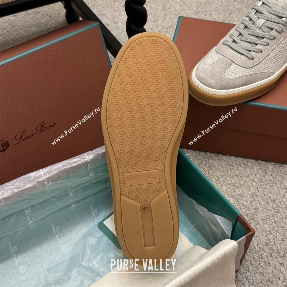 Loro Piana Tennis Walk Sneaker in Suede Linen Light Grey 2025 (SS-25080813)