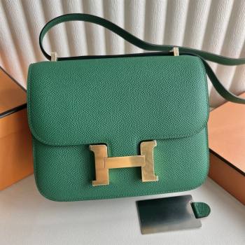 Hermes Mini Constance 19 Bag in Epsom Leather Velvet Green/Gold 2025(Half Handmade) (XX-25080802)