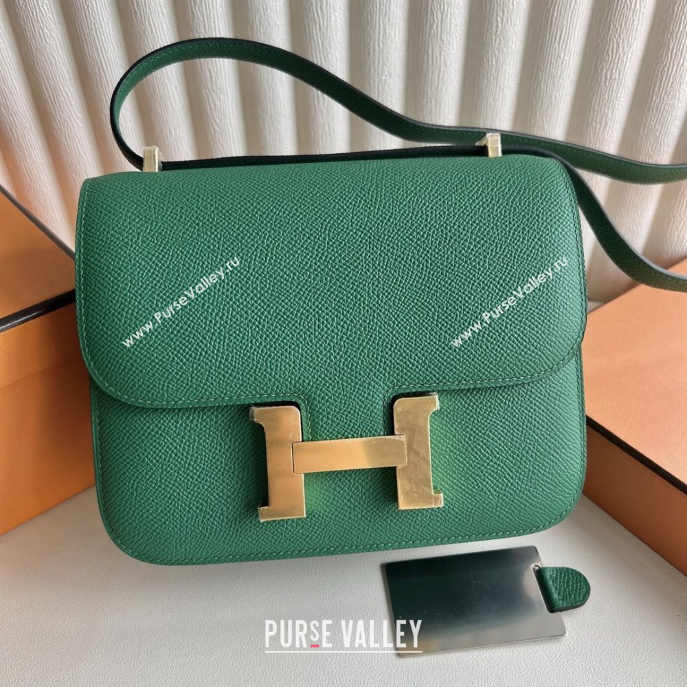 Hermes Mini Constance 19 Bag in Epsom Leather Velvet Green/Gold 2025(Half Handmade) (XX-25080802)
