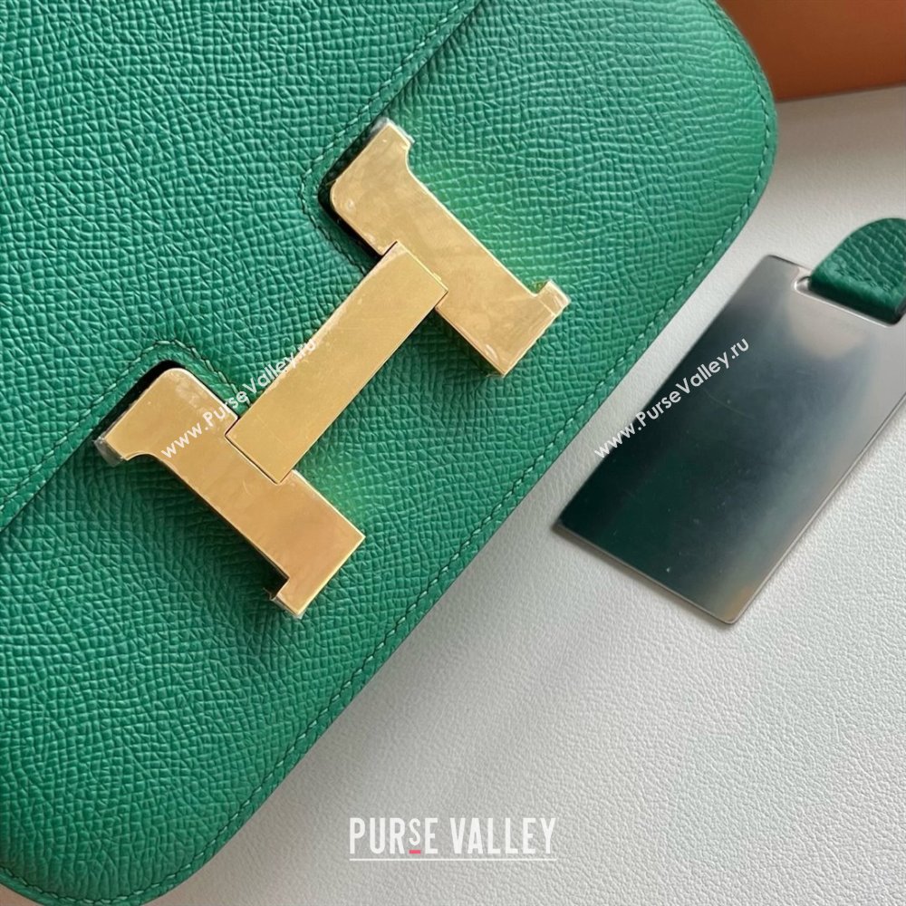 Hermes Mini Constance 19 Bag in Epsom Leather Velvet Green/Gold 2025(Half Handmade) (XX-25080802)
