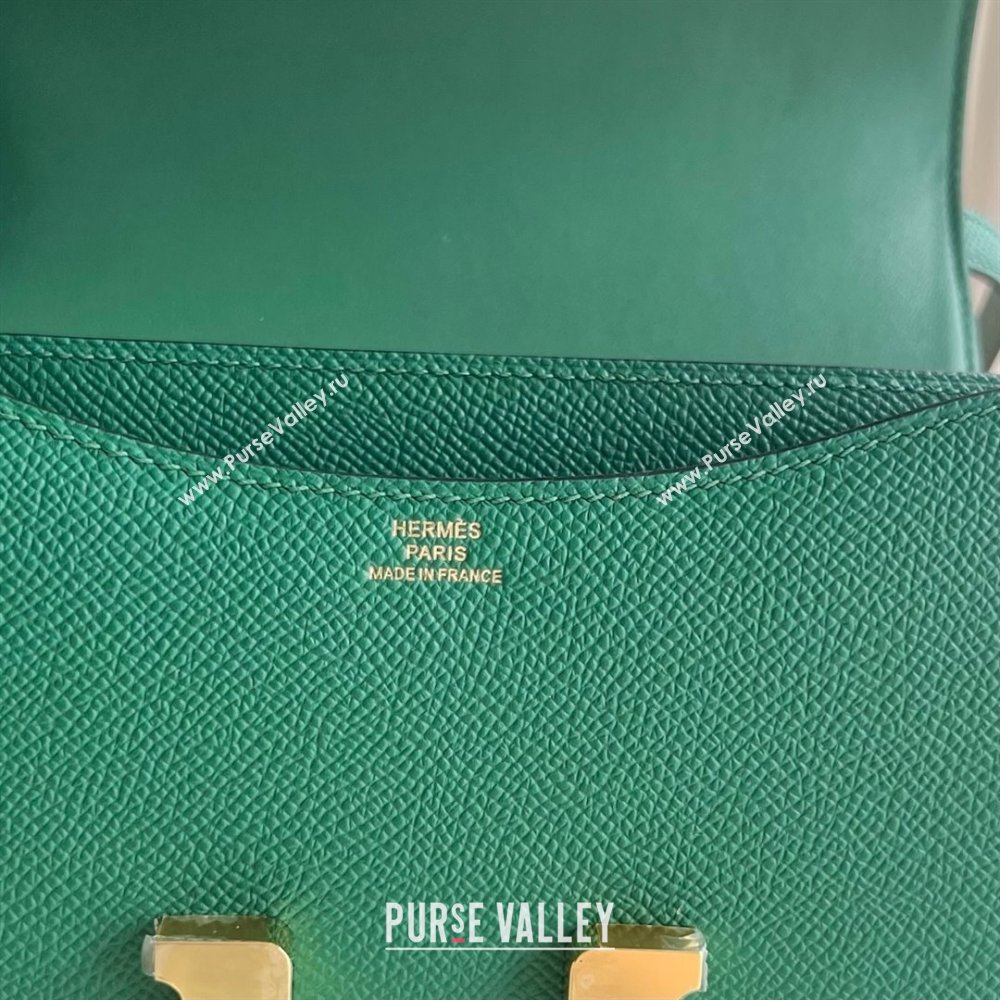 Hermes Mini Constance 19 Bag in Epsom Leather Velvet Green/Gold 2025(Half Handmade) (XX-25080802)