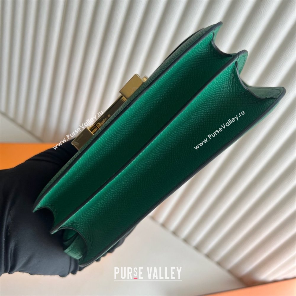 Hermes Mini Constance 19 Bag in Epsom Leather Velvet Green/Gold 2025(Half Handmade) (XX-25080802)