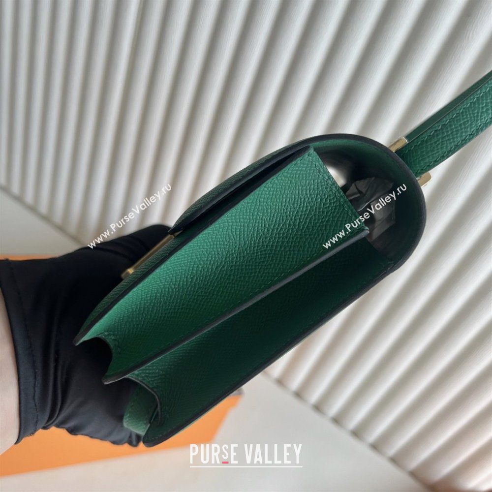 Hermes Mini Constance 19 Bag in Epsom Leather Velvet Green/Gold 2025(Half Handmade) (XX-25080802)