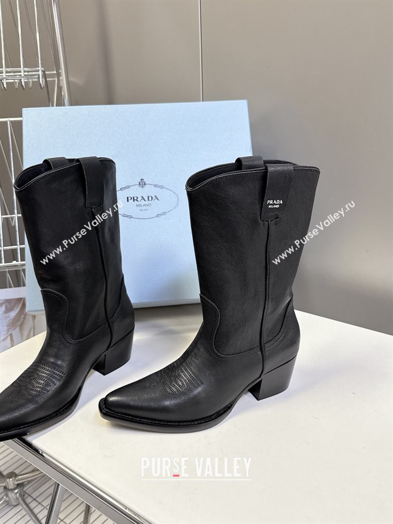 Prada By Raf Simons Runway Boots in Calfskin 5cm Heel Black 2025 (MD-25081101)