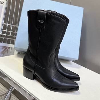 Prada By Raf Simons Runway Boots in Calfskin 5cm Heel Black 2025 (MD-25081101)