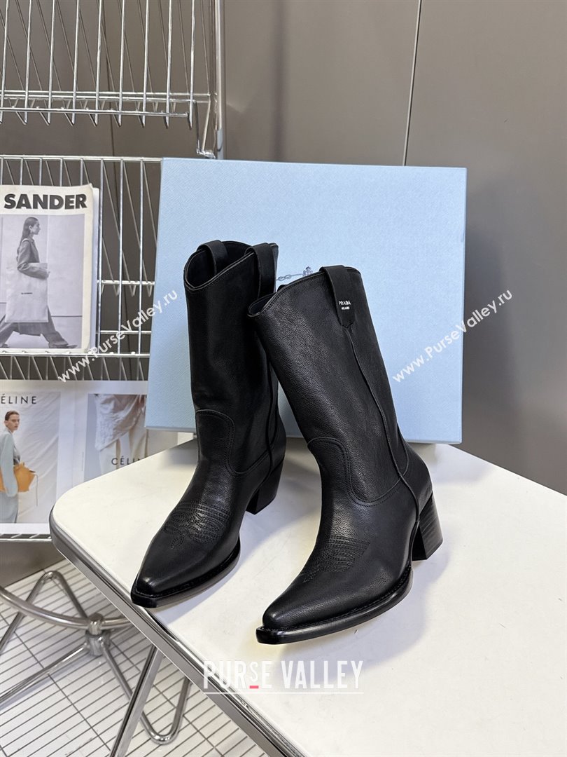 Prada By Raf Simons Runway Boots in Calfskin 5cm Heel Black 2025 (MD-25081101)
