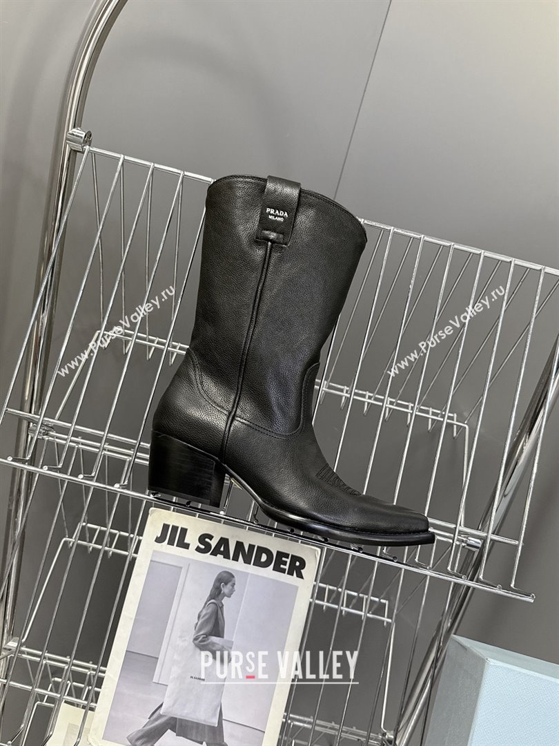 Prada By Raf Simons Runway Boots in Calfskin 5cm Heel Black 2025 (MD-25081101)
