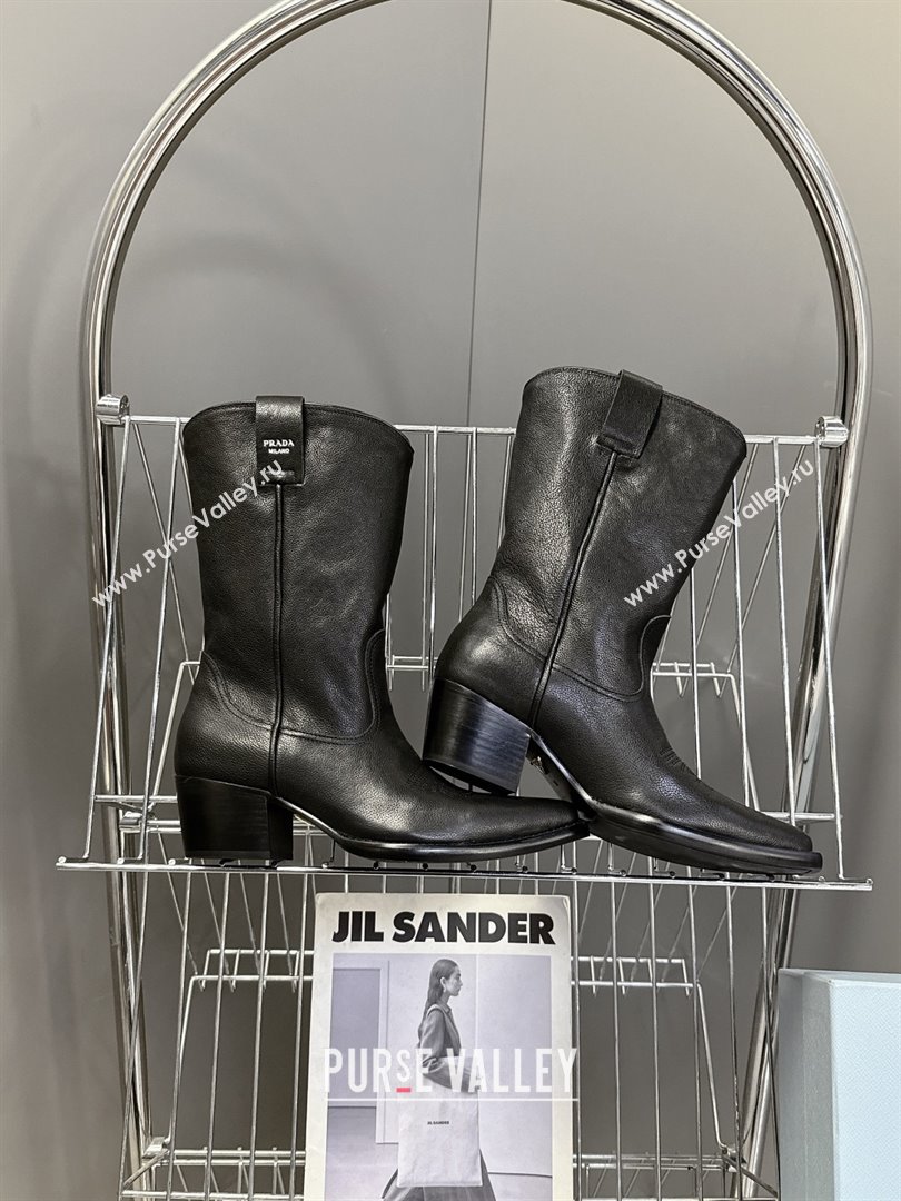 Prada By Raf Simons Runway Boots in Calfskin 5cm Heel Black 2025 (MD-25081101)