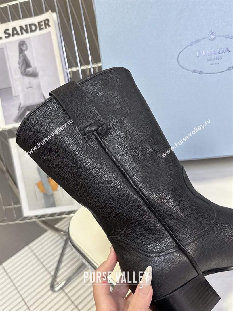 Prada By Raf Simons Runway Boots in Calfskin 5cm Heel Black 2025 (MD-25081101)