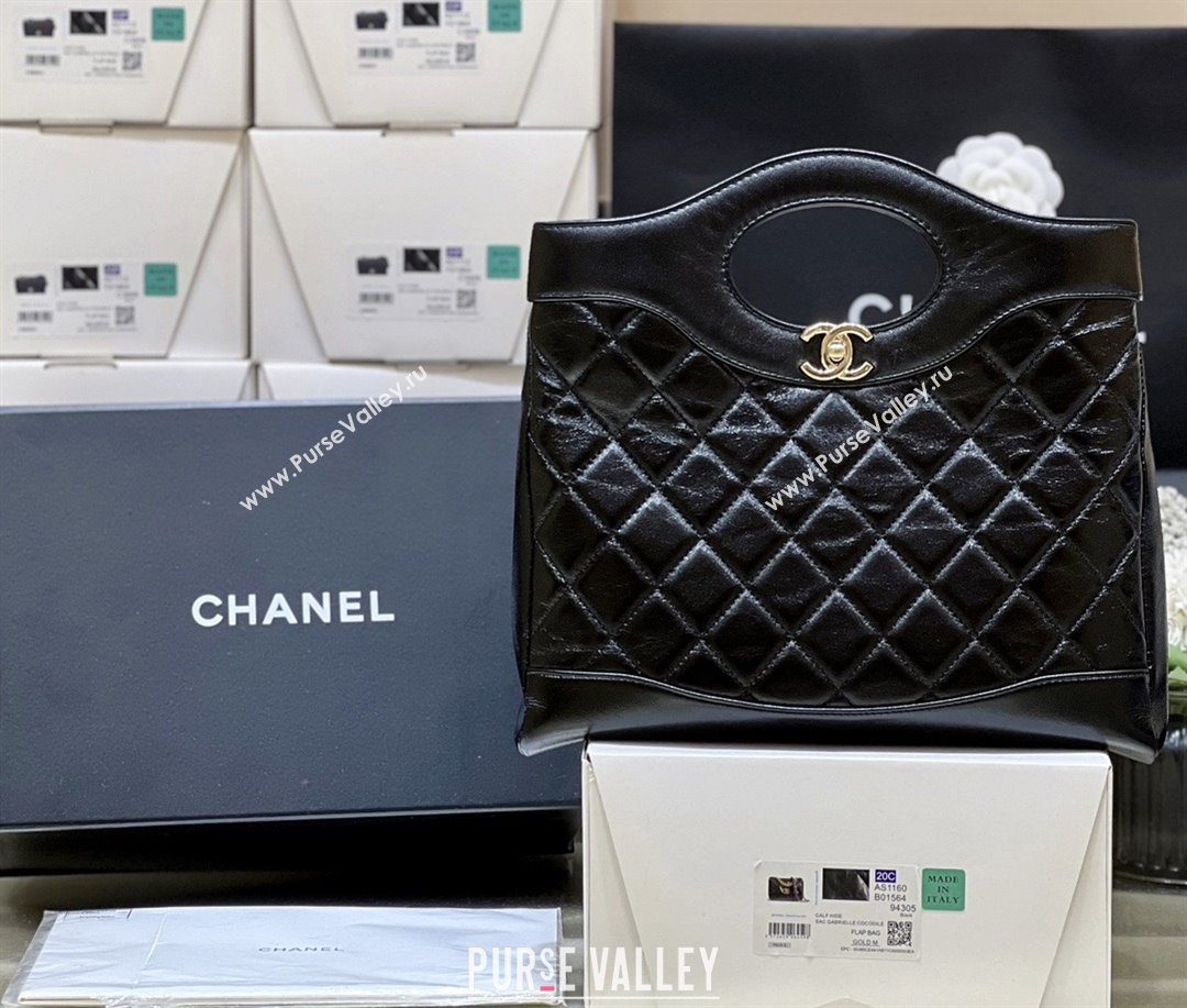 Chanel 31 Small Shopping Bag in Waxy Lambskin AS4853 Black 2025 Top Quality (SHUNY-25081104)