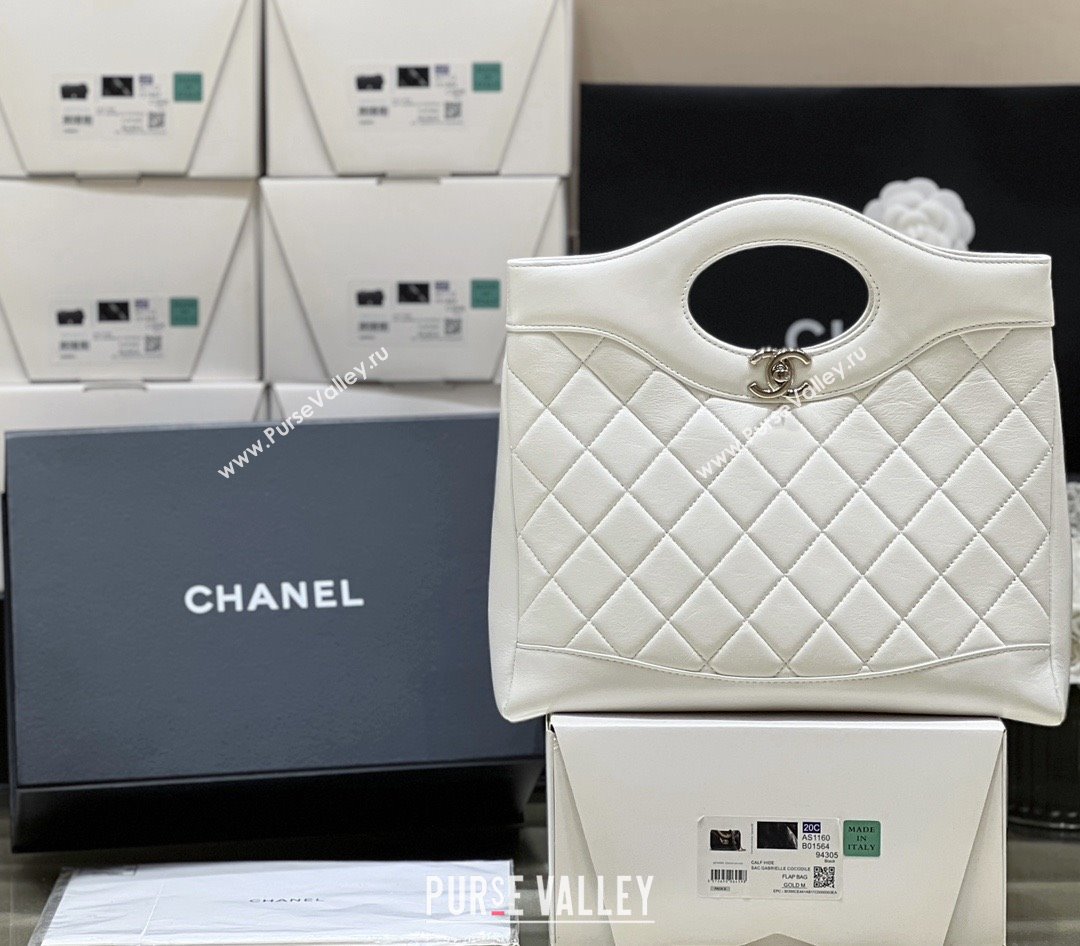 Chanel 31 Small Shopping Bag in Waxy Lambskin AS4853 White 2025 Top Quality (SHUNY-25081105)