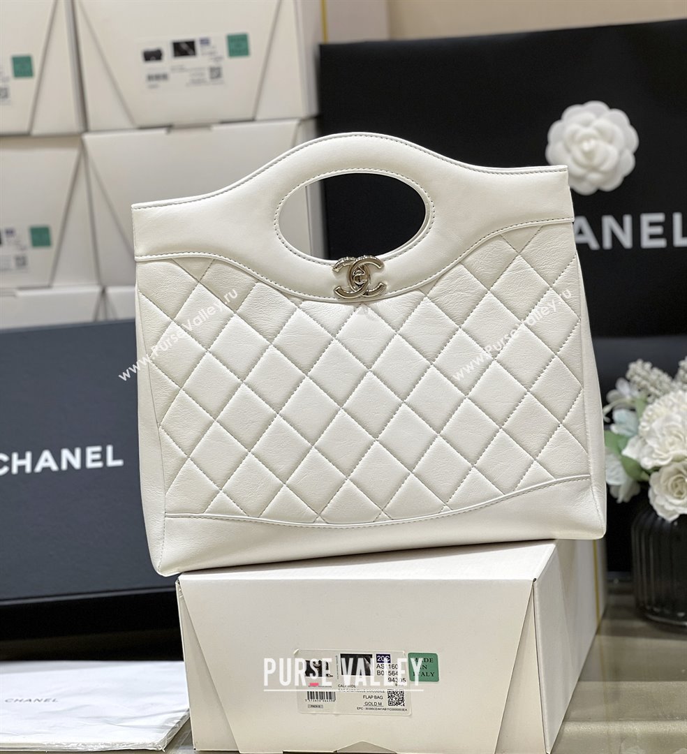 Chanel 31 Small Shopping Bag in Waxy Lambskin AS4853 White 2025 Top Quality (SHUNY-25081105)