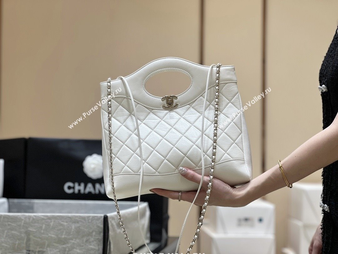 Chanel 31 Small Shopping Bag in Waxy Lambskin AS4853 White 2025 Top Quality (SHUNY-25081105)