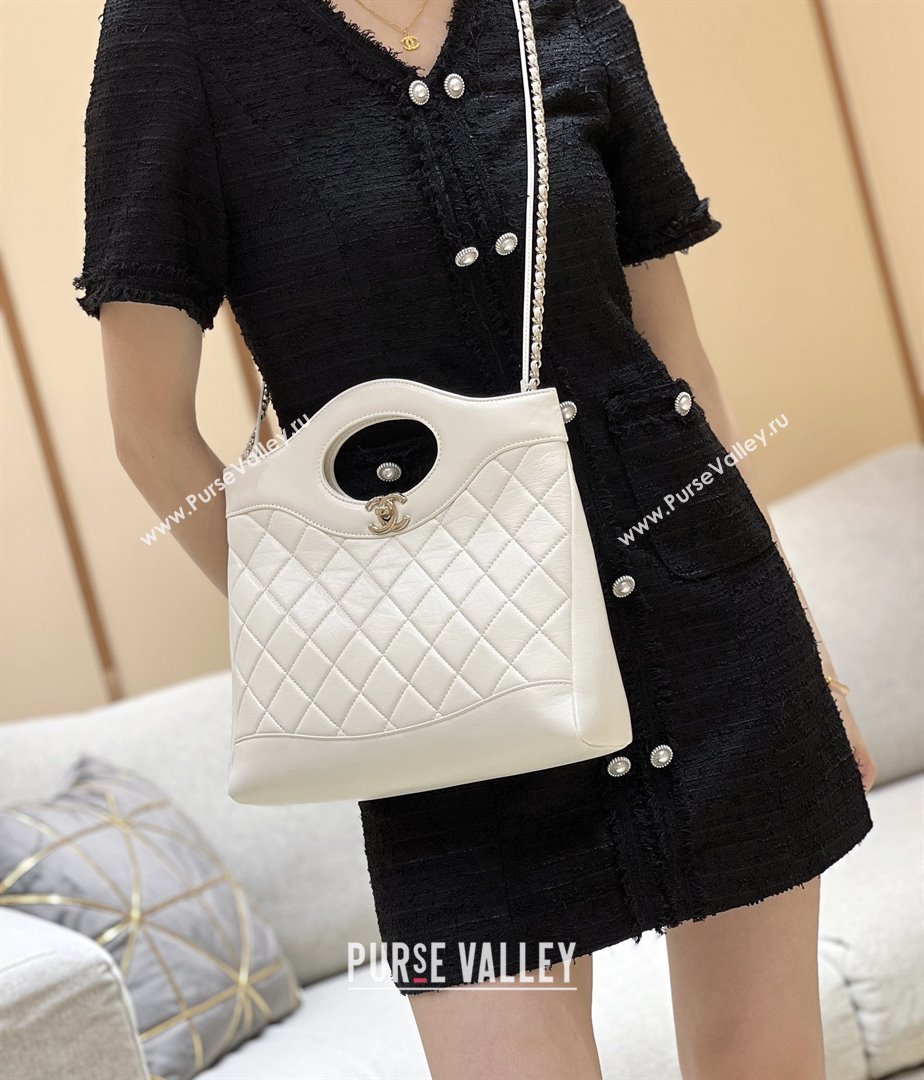 Chanel 31 Small Shopping Bag in Waxy Lambskin AS4853 White 2025 Top Quality (SHUNY-25081105)