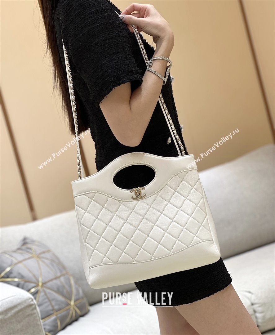 Chanel 31 Small Shopping Bag in Waxy Lambskin AS4853 White 2025 Top Quality (SHUNY-25081105)