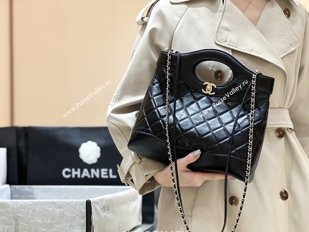Chanel 31 Small Shopping Bag in Waxy Lambskin AS4853 Black 2025 Top Quality (SHUNY-25081104)