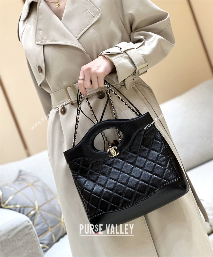 Chanel 31 Small Shopping Bag in Waxy Lambskin AS4853 Black 2025 Top Quality (SHUNY-25081104)