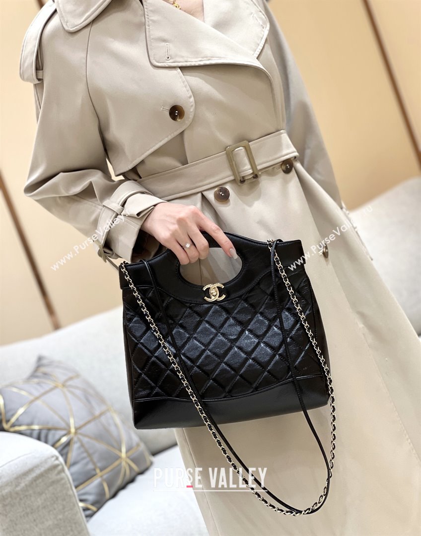 Chanel 31 Small Shopping Bag in Waxy Lambskin AS4853 Black 2025 Top Quality (SHUNY-25081104)