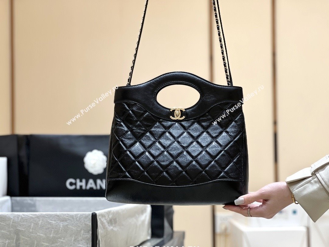 Chanel 31 Small Shopping Bag in Waxy Lambskin AS4853 Black 2025 Top Quality (SHUNY-25081104)