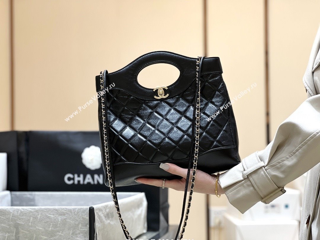 Chanel 31 Small Shopping Bag in Waxy Lambskin AS4853 Black 2025 Top Quality (SHUNY-25081104)