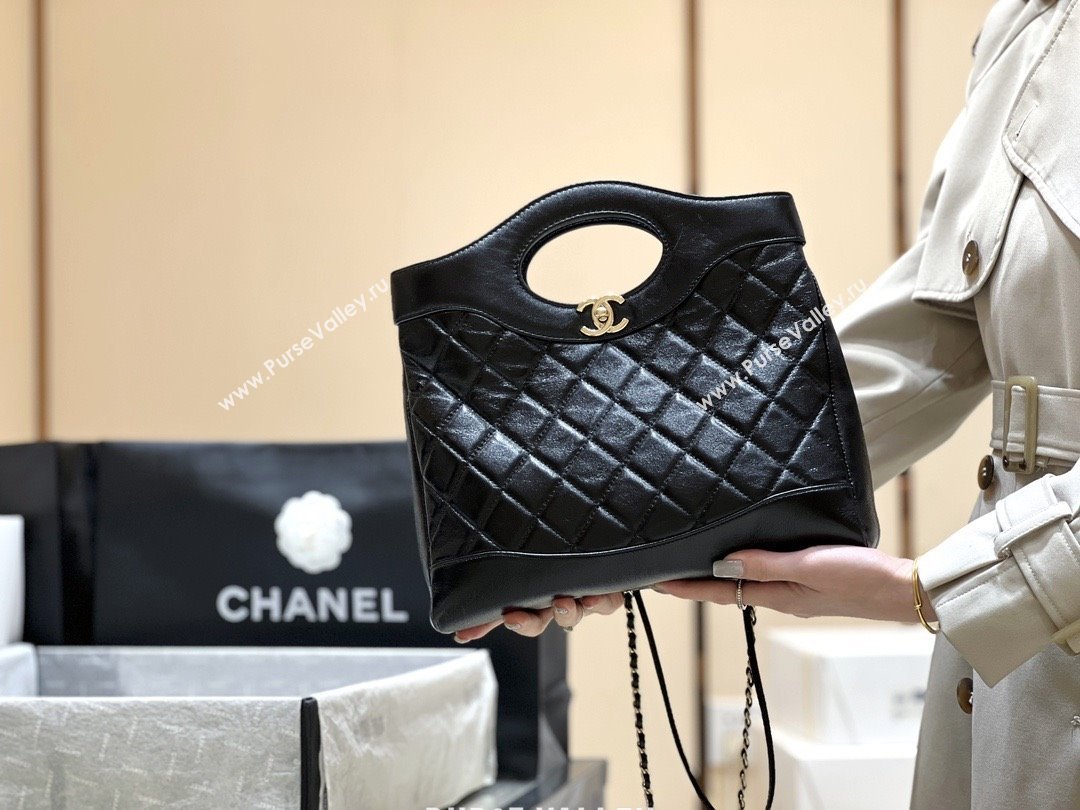 Chanel 31 Small Shopping Bag in Waxy Lambskin AS4853 Black 2025 Top Quality (SHUNY-25081104)