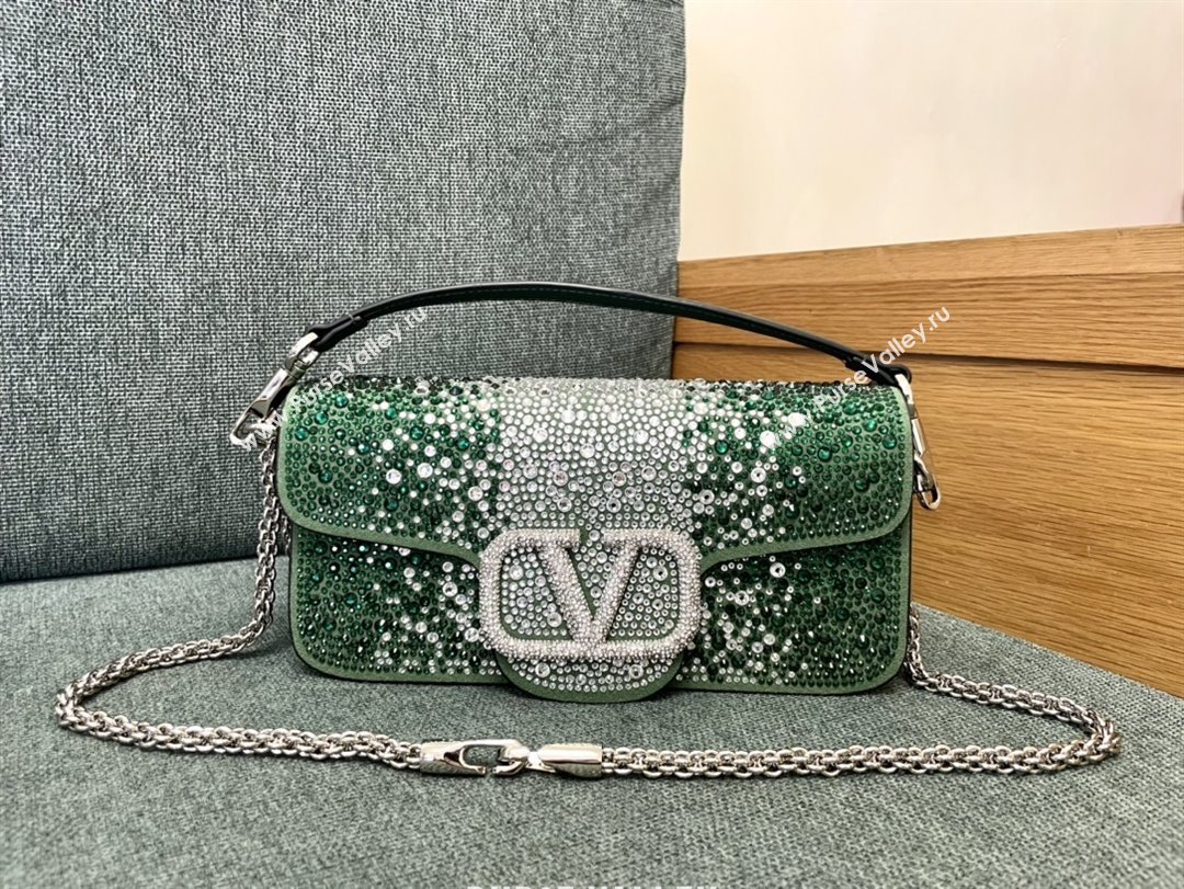 Valentino Medium Loco Bag with Crystals 1134 Green 2025 (JD-25081216)
