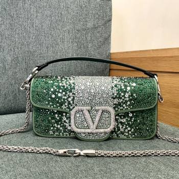 Valentino Medium Loco Bag with Crystals 1134 Green 2025 (JD-25081216)