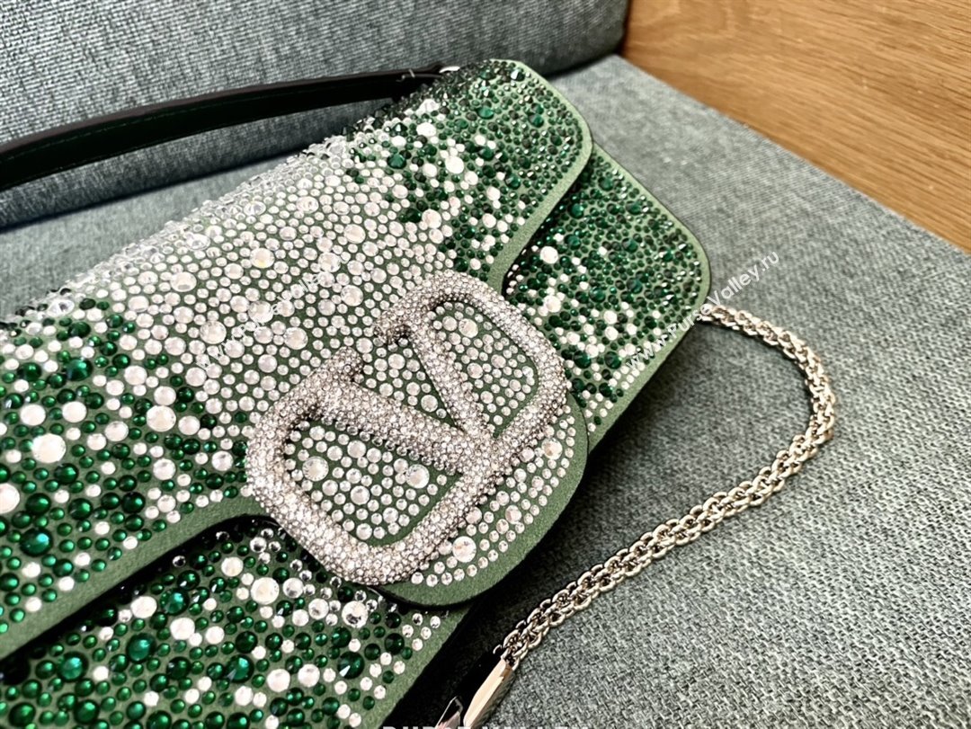 Valentino Medium Loco Bag with Crystals 1134 Green 2025 (JD-25081216)