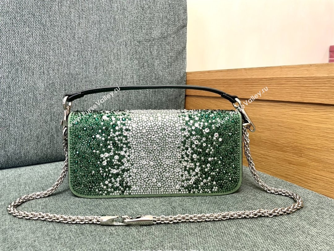 Valentino Medium Loco Bag with Crystals 1134 Green 2025 (JD-25081216)