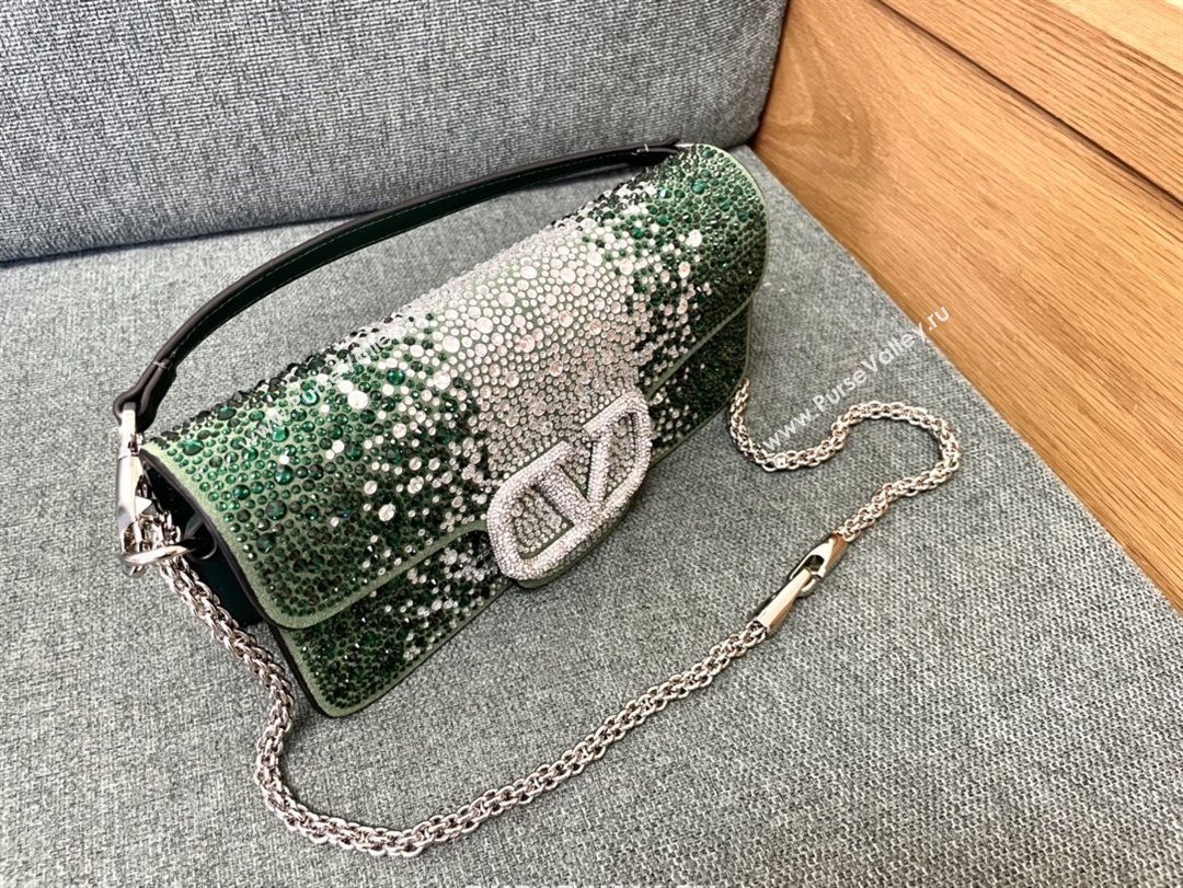 Valentino Medium Loco Bag with Crystals 1134 Green 2025 (JD-25081216)