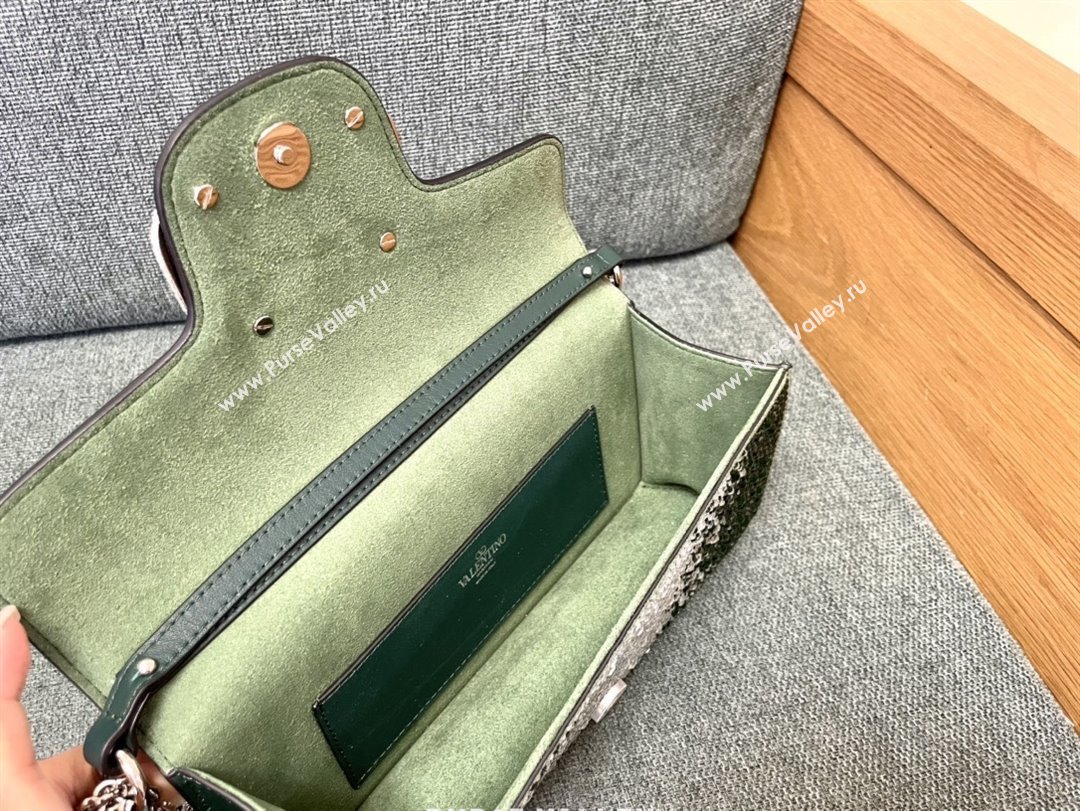 Valentino Medium Loco Bag with Crystals 1134 Green 2025 (JD-25081216)