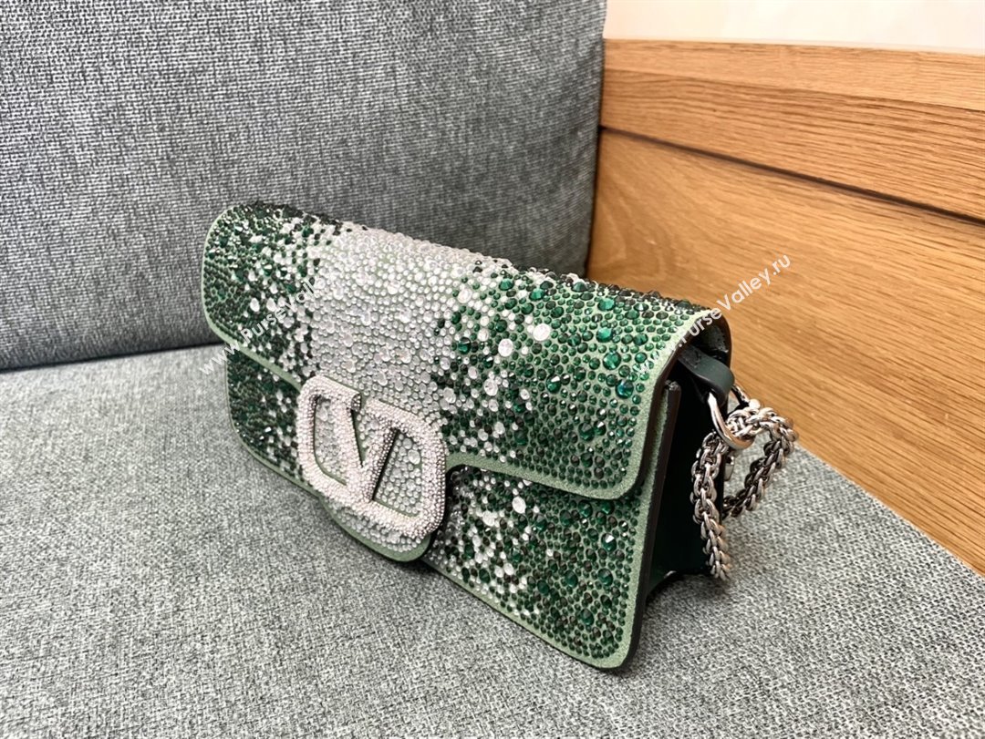 Valentino Medium Loco Bag with Crystals 1134 Green 2025 (JD-25081216)