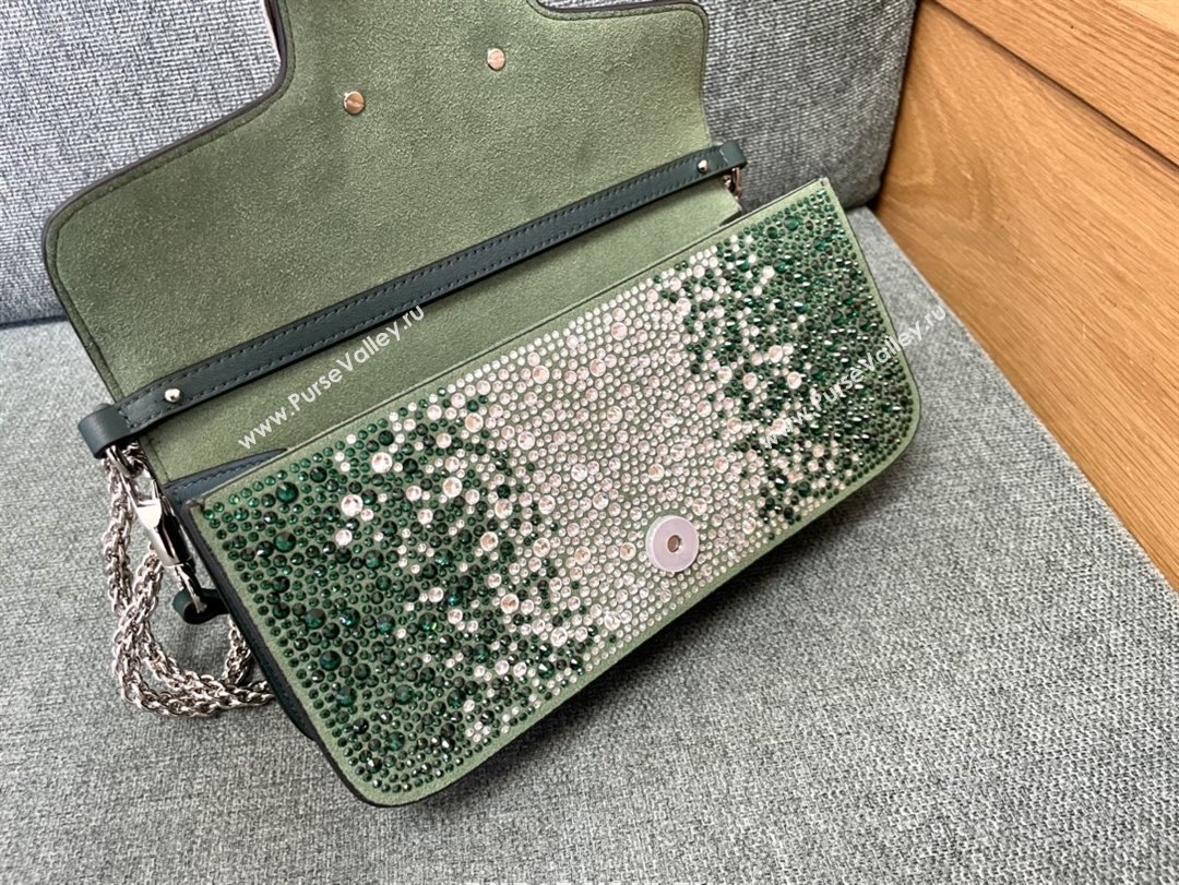 Valentino Medium Loco Bag with Crystals 1134 Green 2025 (JD-25081216)