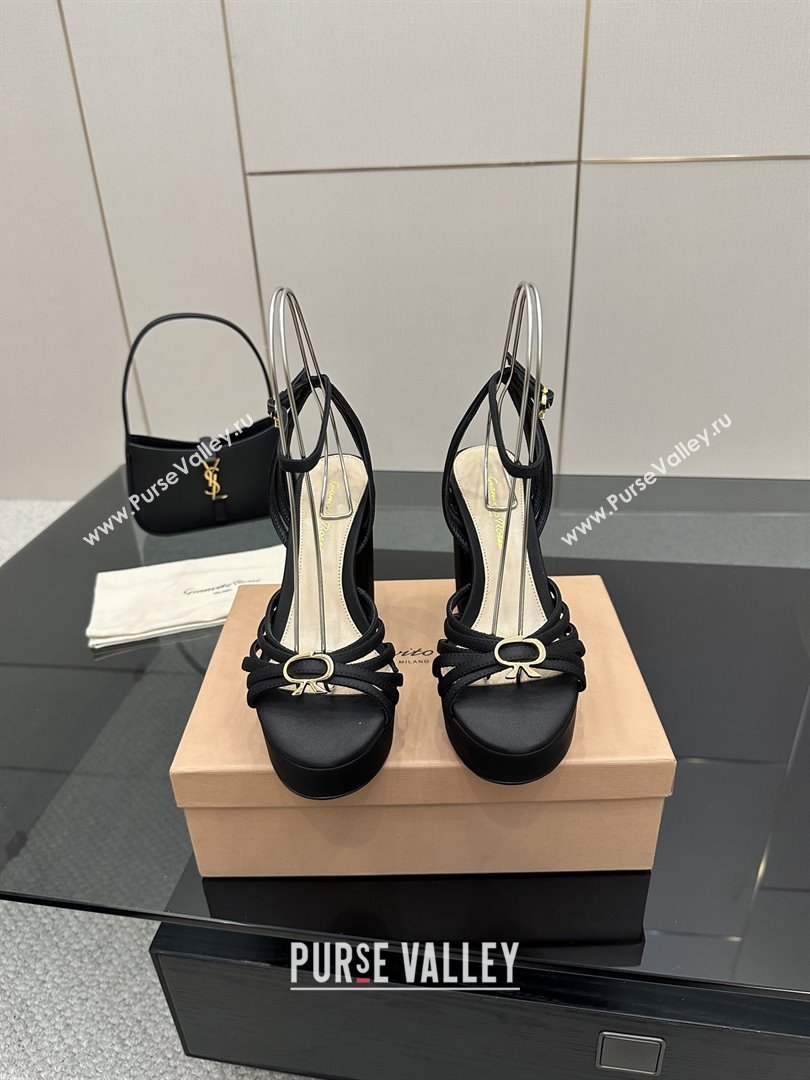 Gianvito Rossi Rita Platform Sandals in Satin Black 2025 (MD-25081204)