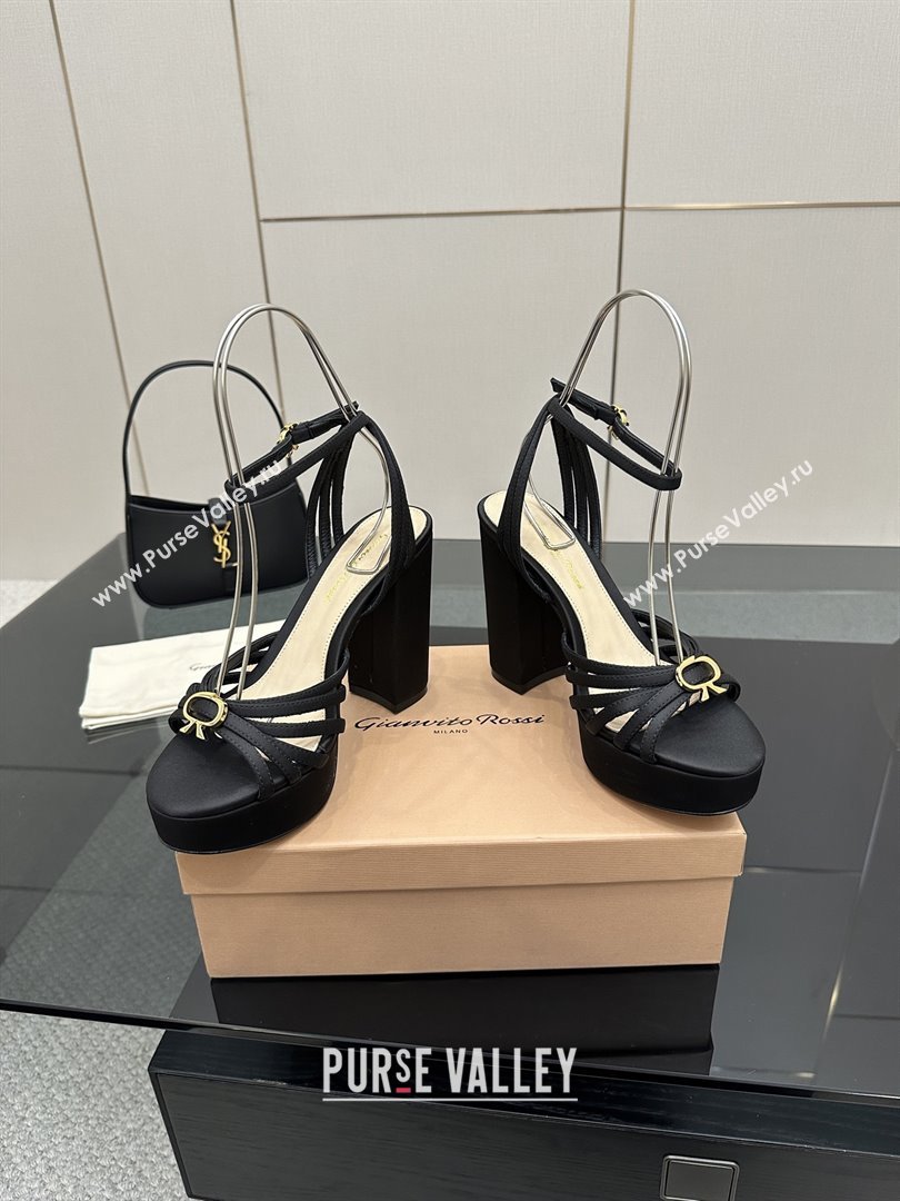 Gianvito Rossi Rita Platform Sandals in Satin Black 2025 (MD-25081204)