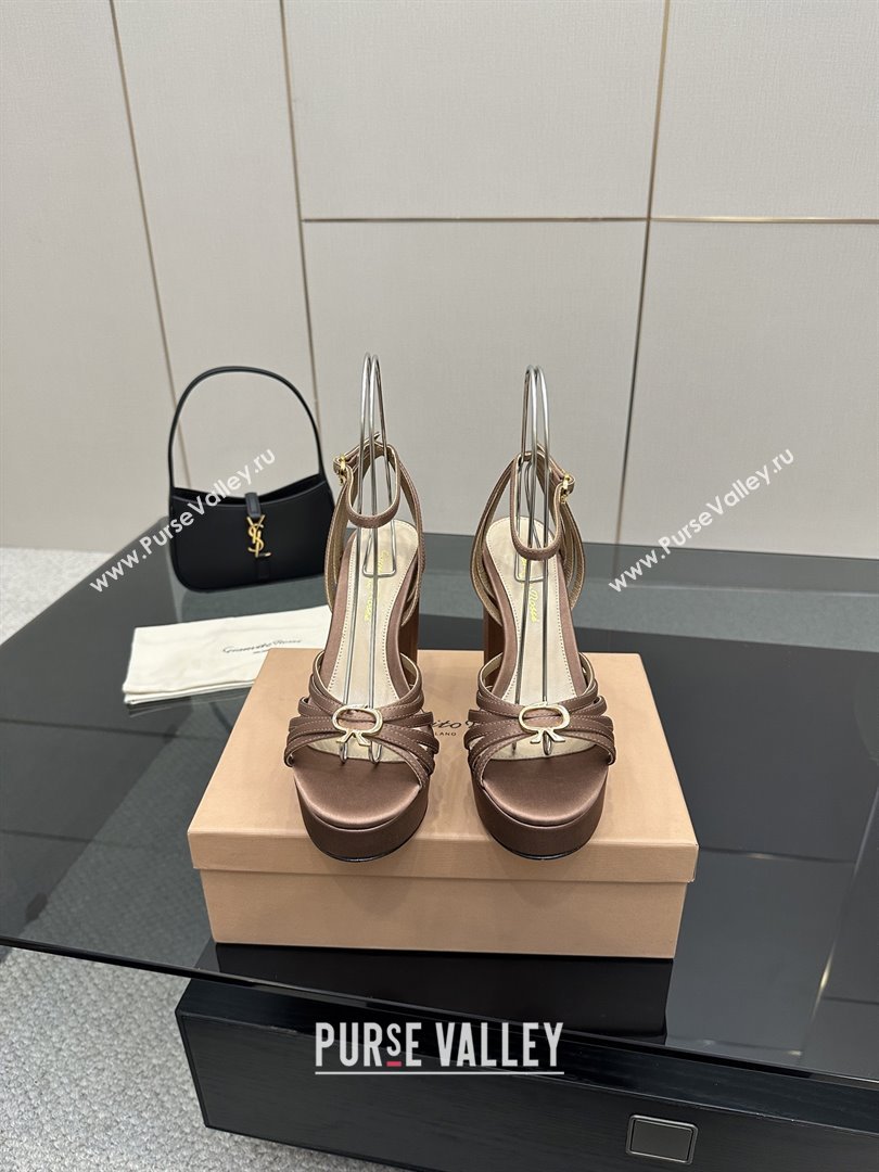Gianvito Rossi Rita Platform Sandals in Satin Brown 2025 (MD-25081208)