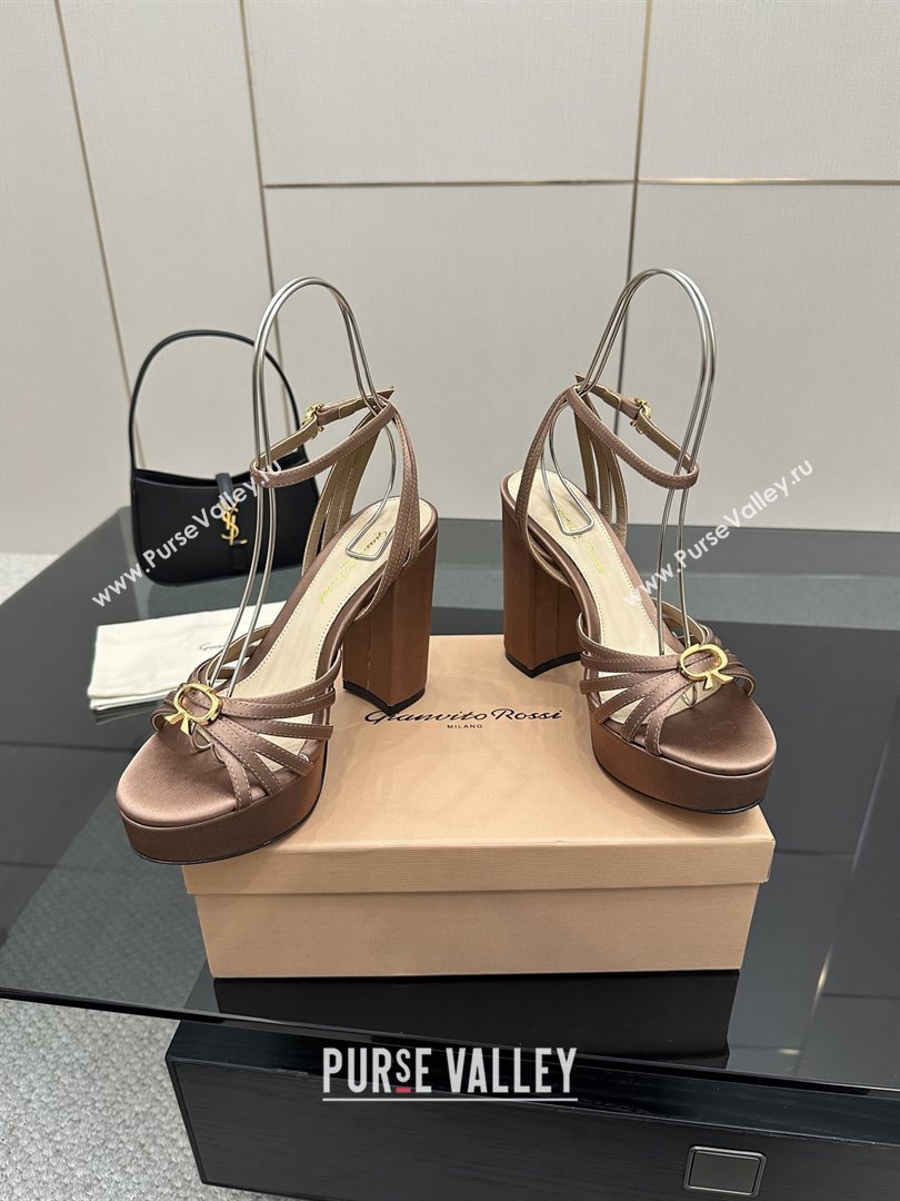 Gianvito Rossi Rita Platform Sandals in Satin Brown 2025 (MD-25081208)